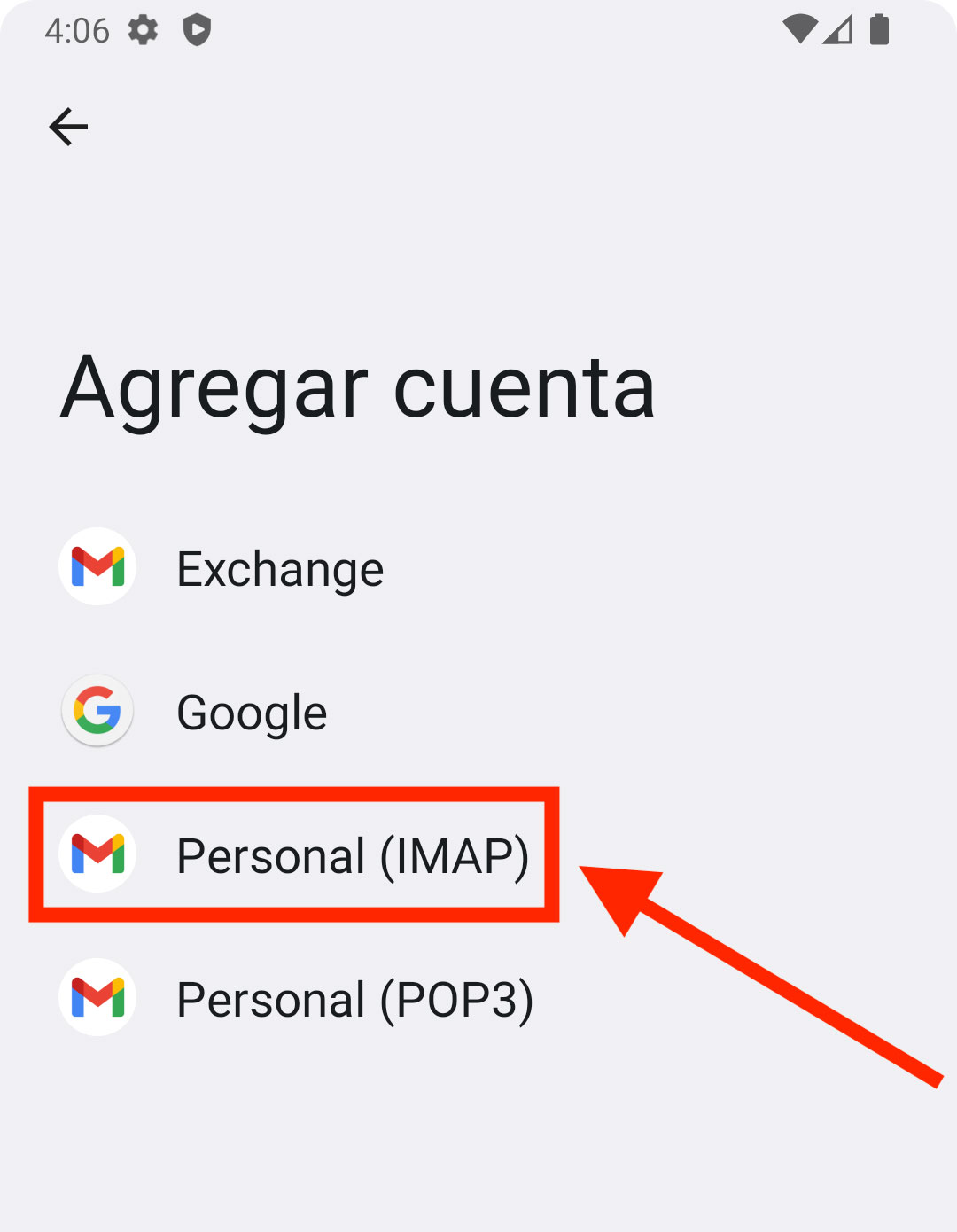 Configurar correo en Android