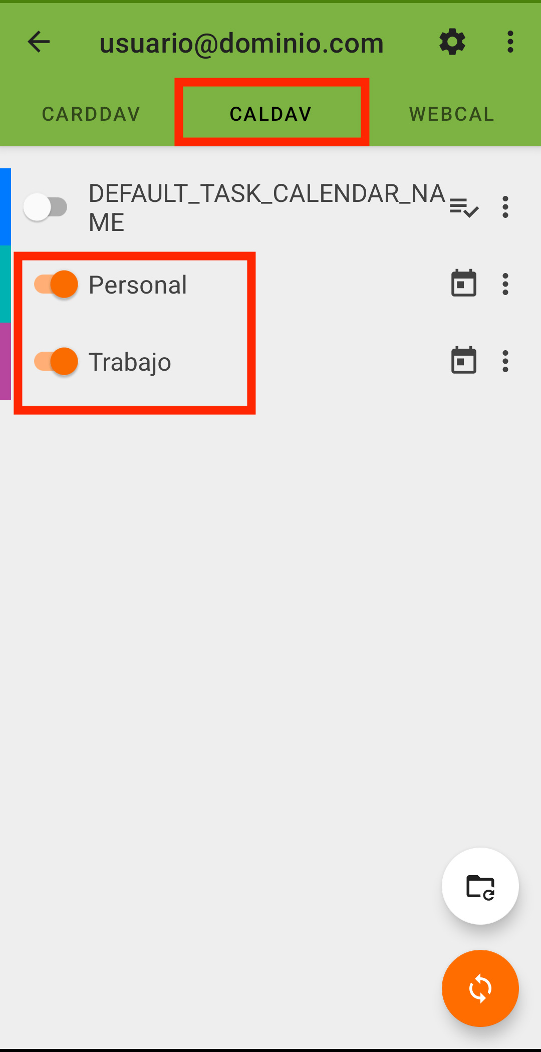 Configurar calendario y contactos Android