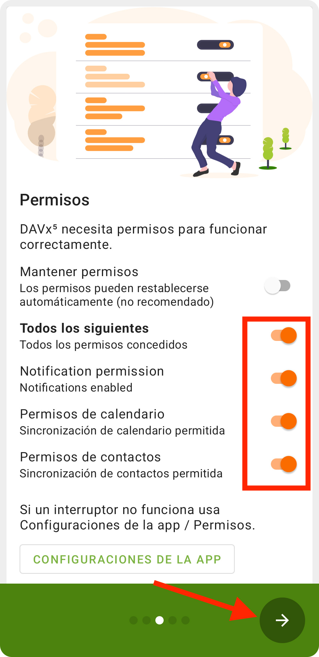 Configurar calendario y contactos Android