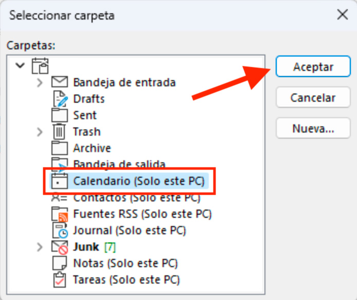 Configurar calendario Outlook Windows