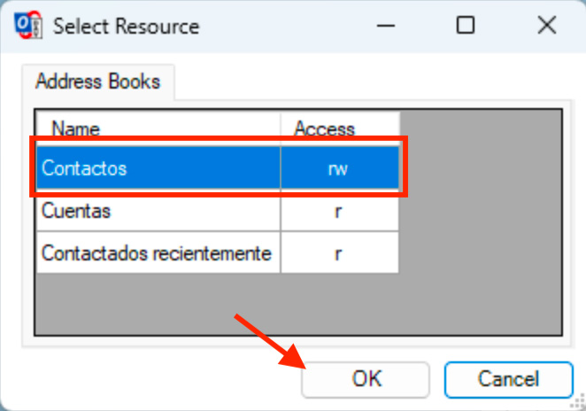 Configurar contactos Outlook Windows