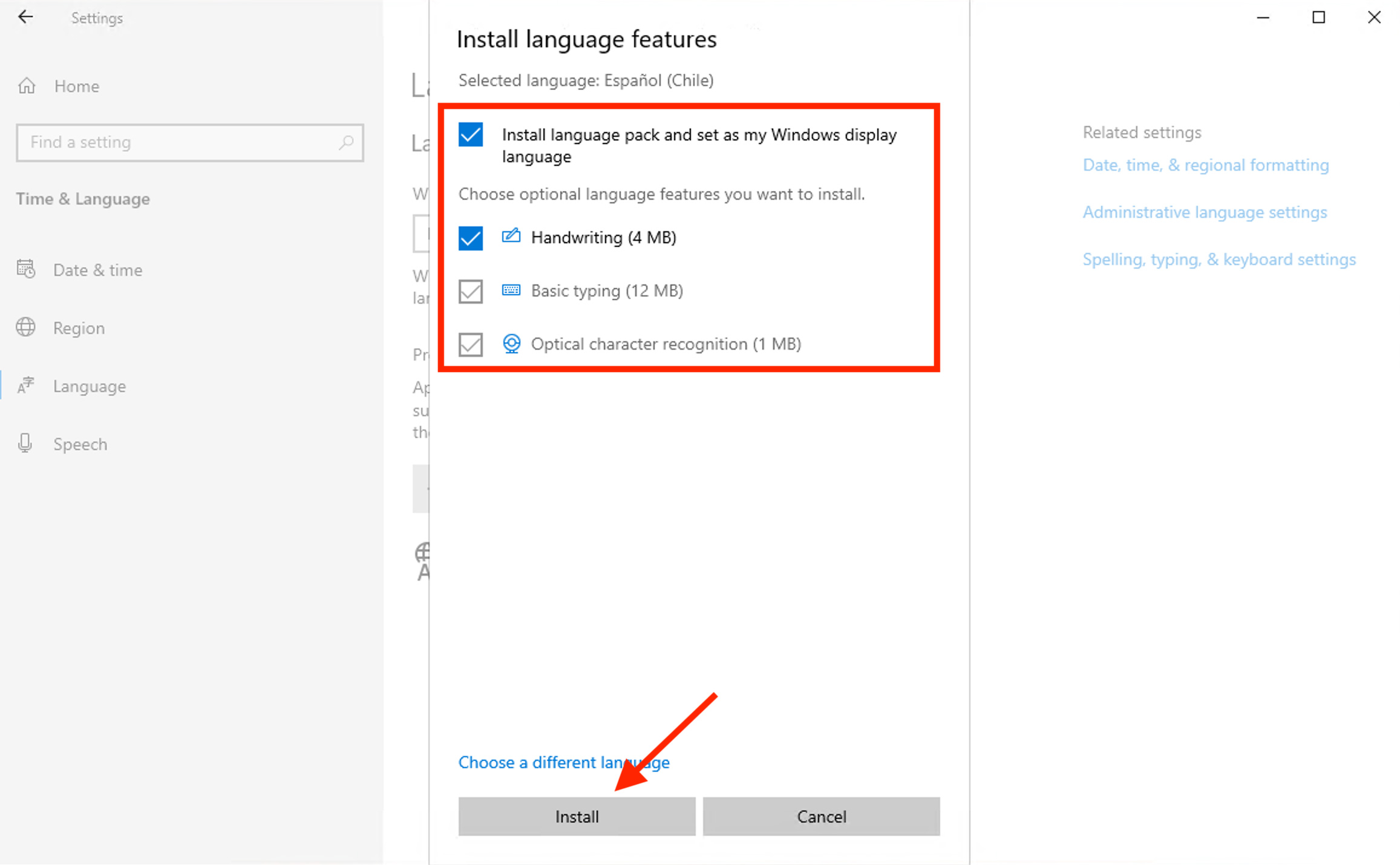 Cambiar idioma Windows