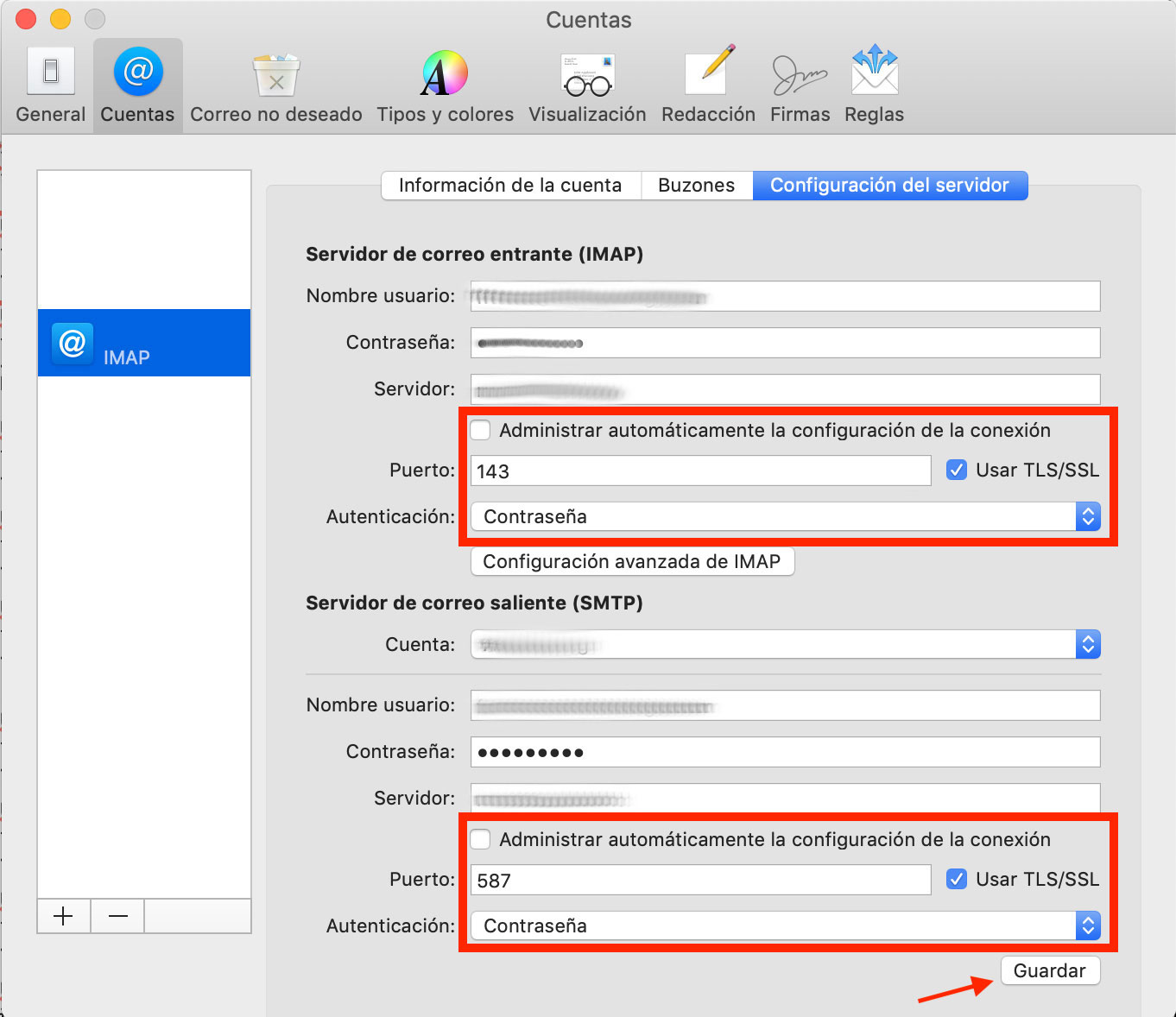 Configurar cliente de correo Apple Mail