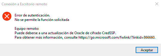 Solucionar problema con Escritorio Remoto y el cifrado CredSSP