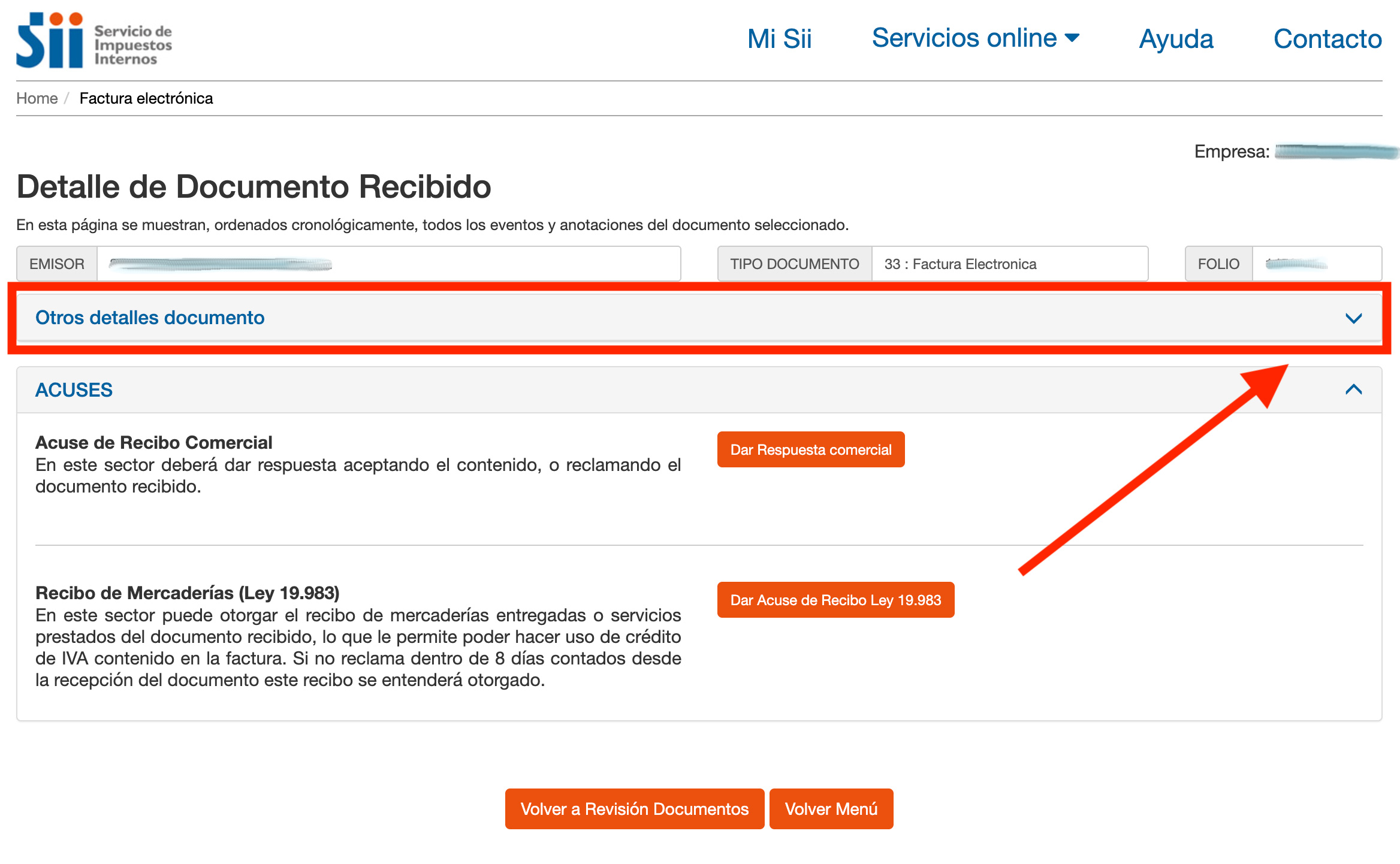 Ver factura en SII Chile