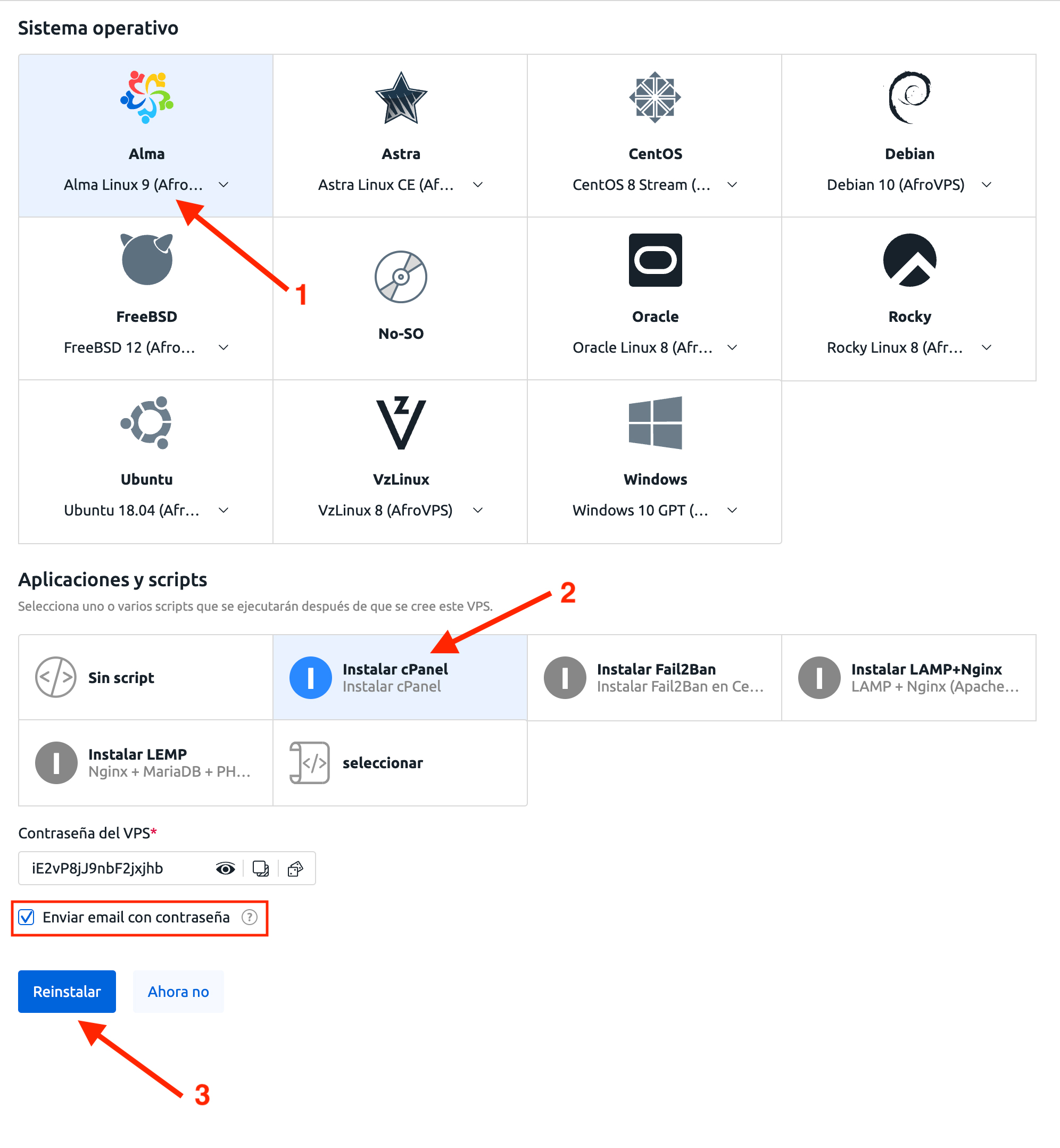Instalar WHM y cPanel Afro VPS