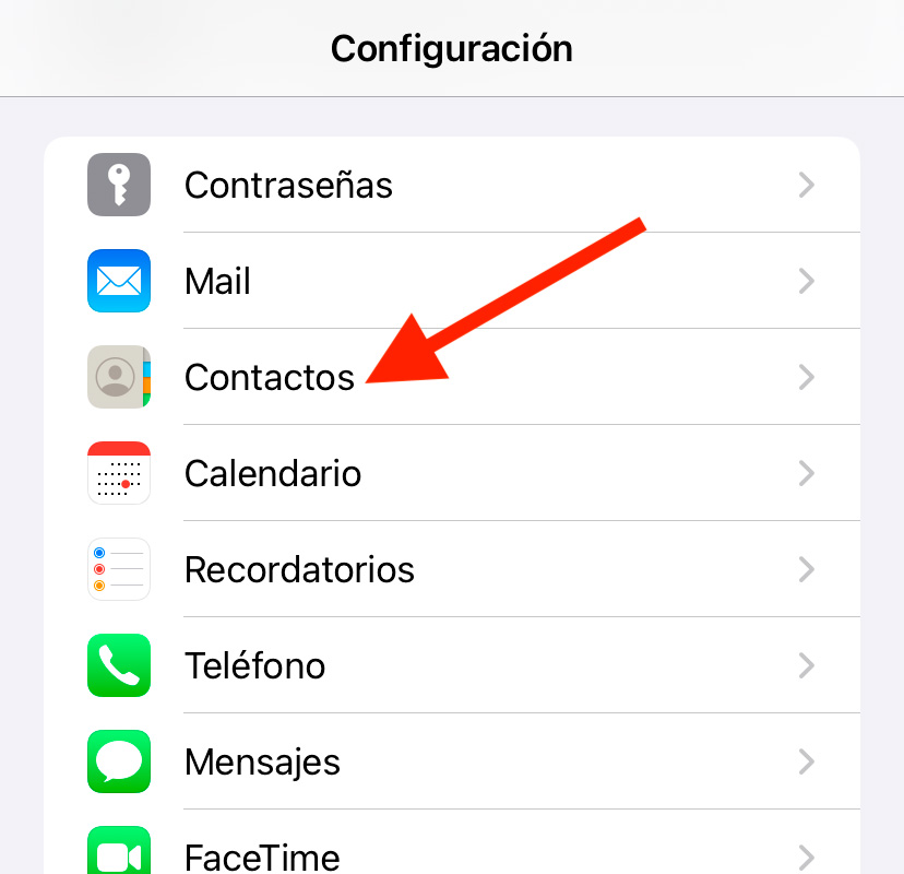 Configurar contactos iPhone