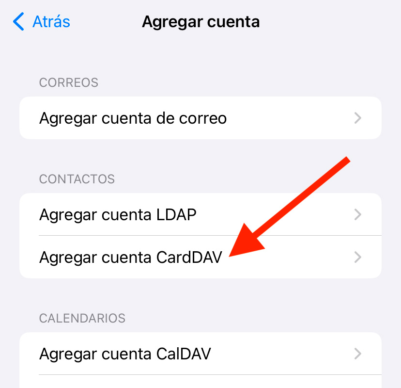 Configurar contactos iPhone