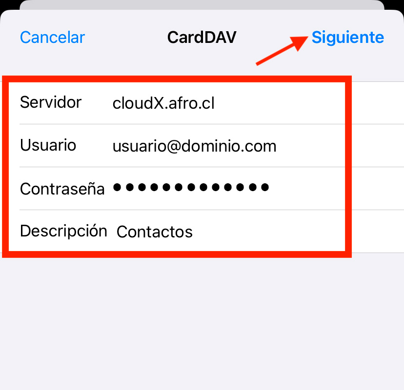 Configurar contactos iPhone
