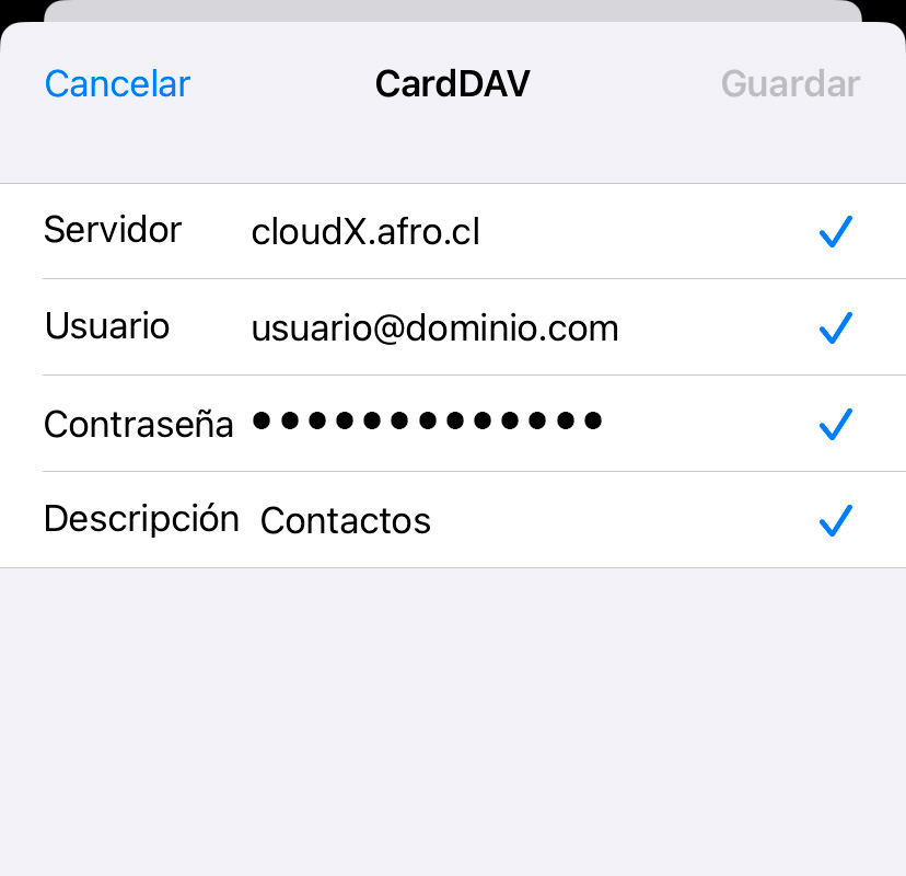 Configurar contactos iPhone