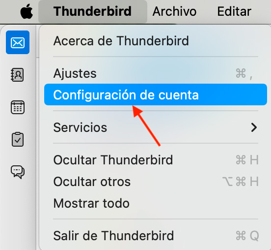 Configurar cliente Thunderbird en Mac