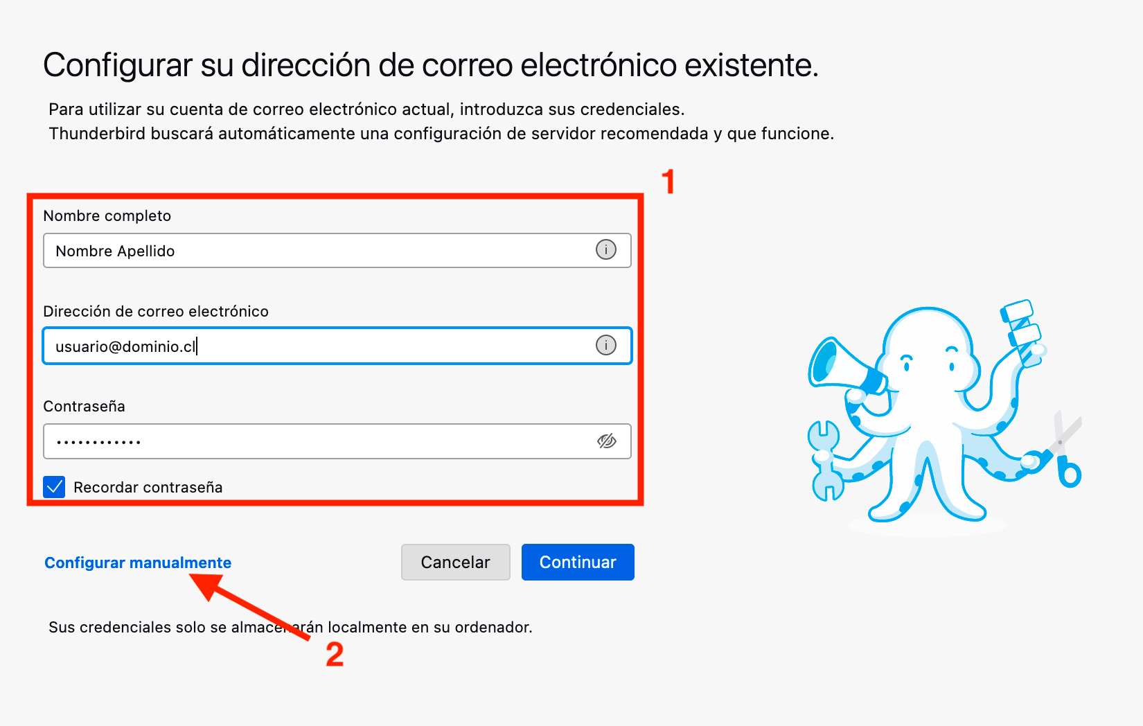 Configurar cliente Thunderbird en Mac