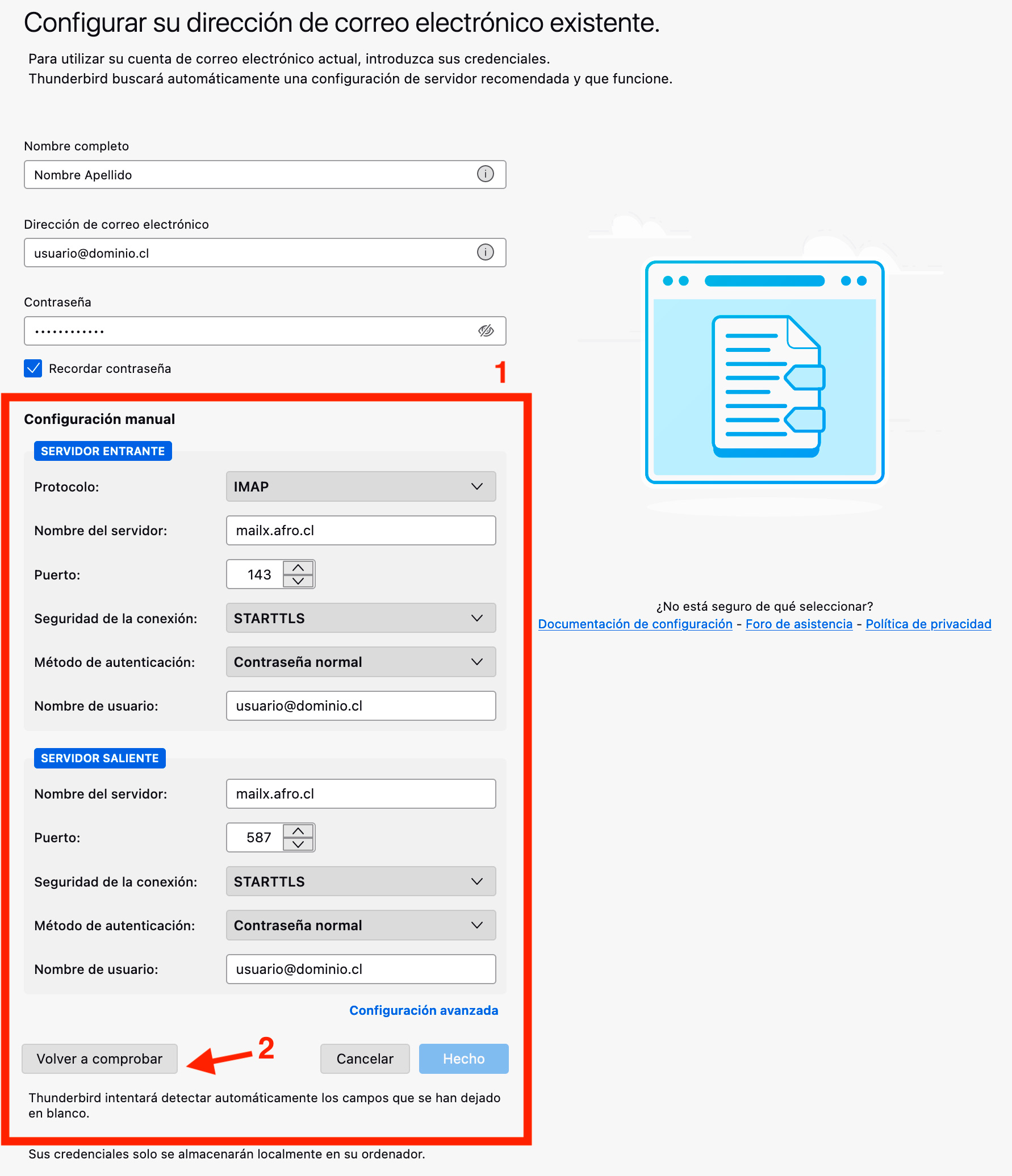 Configurar cliente Thunderbird en Mac