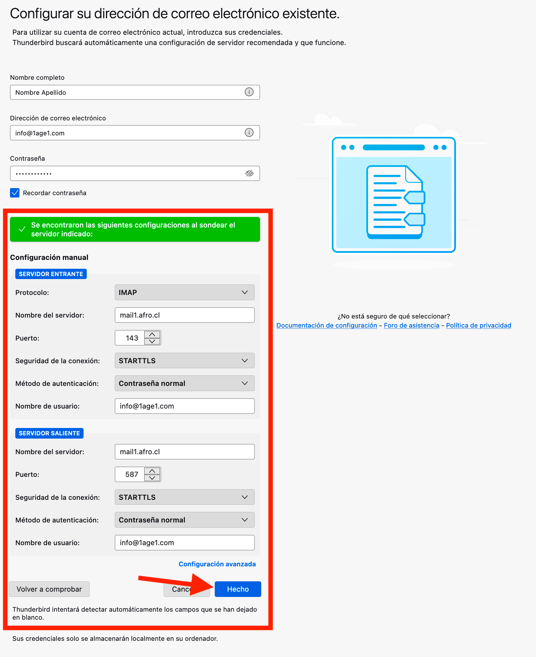 Configurar cliente Thunderbird en Mac