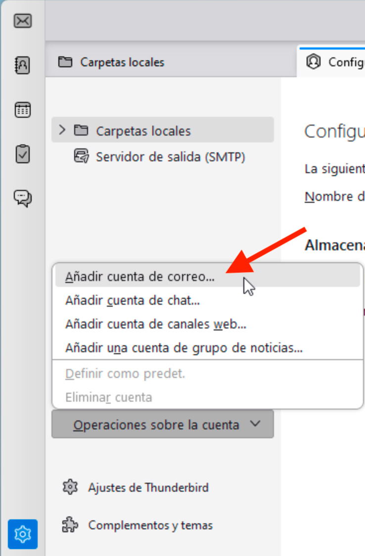 Configurar cliente Thunderbird en Windows